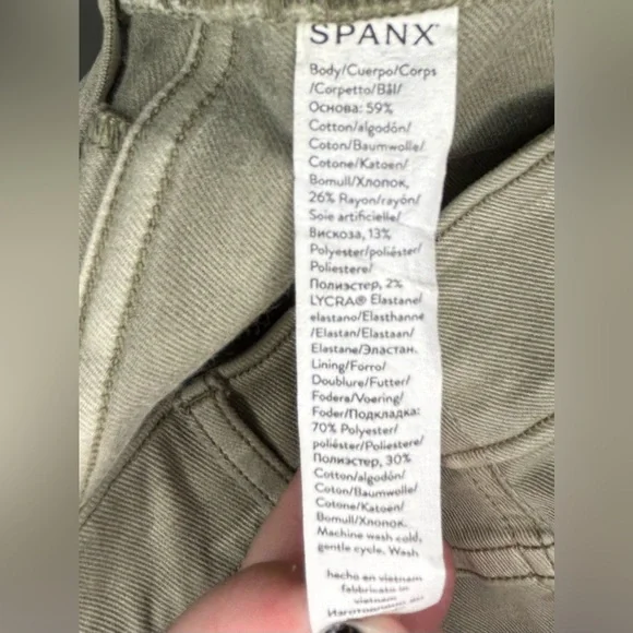 Spanx Stretch Twill Straight Leg Pull On Pants Olive Oil Green Women’s Size XL - Picture 8 of 12